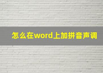 怎么在word上加拼音声调