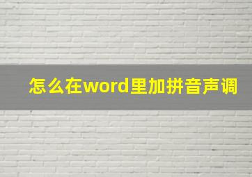 怎么在word里加拼音声调