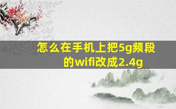 怎么在手机上把5g频段的wifi改成2.4g