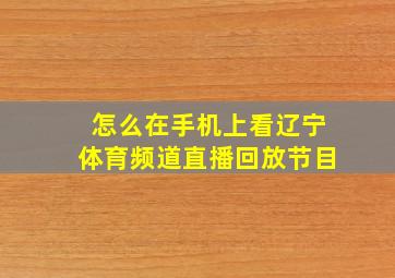 怎么在手机上看辽宁体育频道直播回放节目