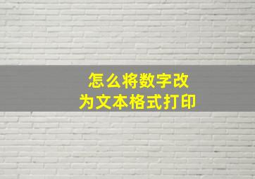 怎么将数字改为文本格式打印