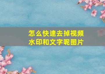 怎么快速去掉视频水印和文字呢图片