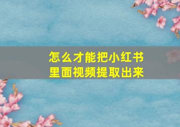 怎么才能把小红书里面视频提取出来