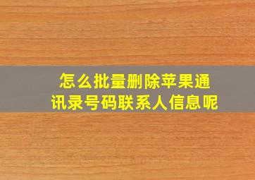 怎么批量删除苹果通讯录号码联系人信息呢