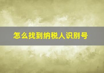 怎么找到纳税人识别号