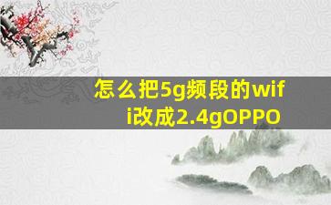 怎么把5g频段的wifi改成2.4gOPPO