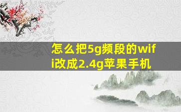 怎么把5g频段的wifi改成2.4g苹果手机