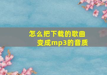 怎么把下载的歌曲变成mp3的音质