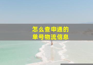 怎么查申通的单号物流信息