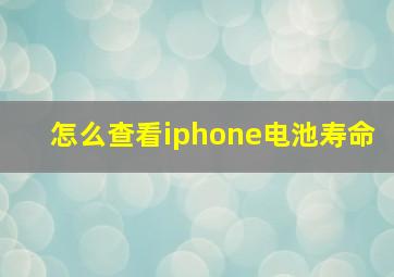 怎么查看iphone电池寿命