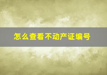 怎么查看不动产证编号