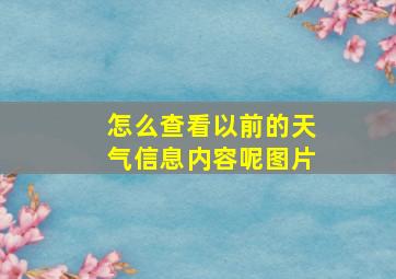 怎么查看以前的天气信息内容呢图片