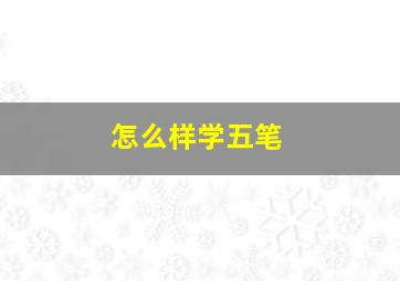 怎么样学五笔