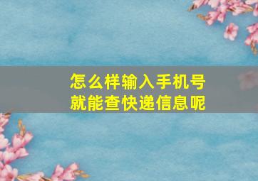 怎么样输入手机号就能查快递信息呢