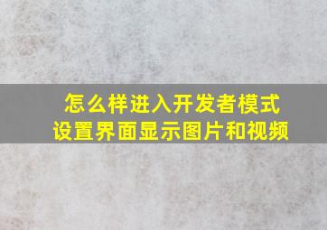 怎么样进入开发者模式设置界面显示图片和视频