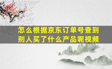 怎么根据京东订单号查到别人买了什么产品呢视频