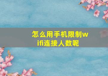 怎么用手机限制wifi连接人数呢