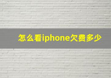 怎么看iphone欠费多少