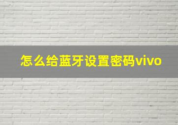 怎么给蓝牙设置密码vivo