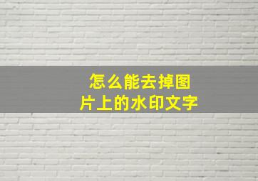 怎么能去掉图片上的水印文字