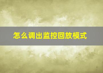 怎么调出监控回放模式