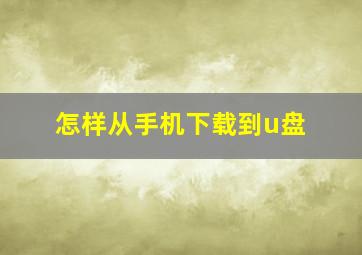 怎样从手机下载到u盘