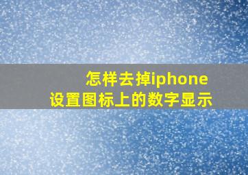 怎样去掉iphone设置图标上的数字显示