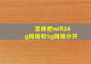 怎样把wifi24g网络和5g网络分开