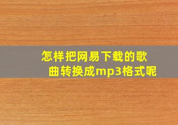 怎样把网易下载的歌曲转换成mp3格式呢