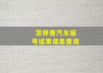 怎样查汽车摇号结果信息查询