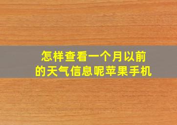 怎样查看一个月以前的天气信息呢苹果手机