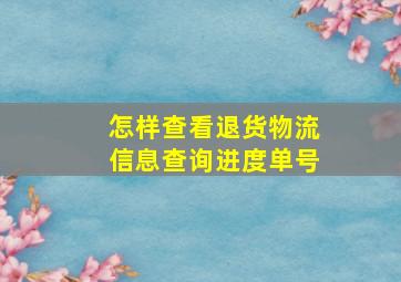 怎样查看退货物流信息查询进度单号