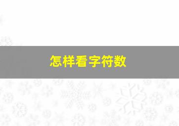 怎样看字符数