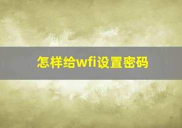 怎样给wfi设置密码