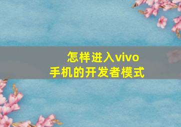 怎样进入vivo手机的开发者模式