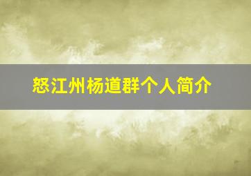 怒江州杨道群个人简介