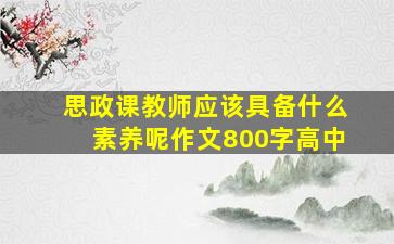 思政课教师应该具备什么素养呢作文800字高中