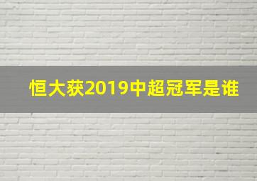 恒大获2019中超冠军是谁