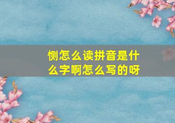 恻怎么读拼音是什么字啊怎么写的呀