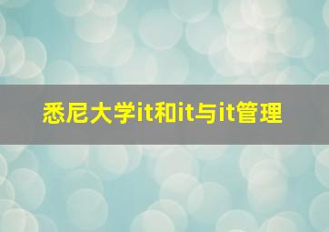 悉尼大学it和it与it管理