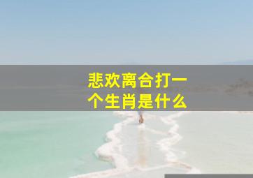 悲欢离合打一个生肖是什么