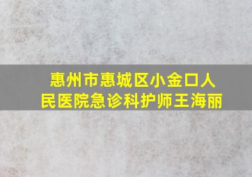 惠州市惠城区小金口人民医院急诊科护师王海丽