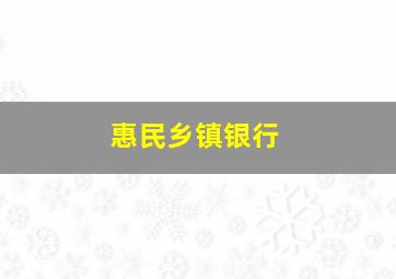 惠民乡镇银行