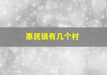 惠民镇有几个村