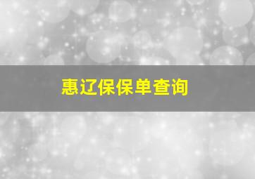 惠辽保保单查询