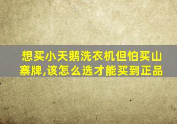 想买小天鹅洗衣机但怕买山寨牌,该怎么选才能买到正品