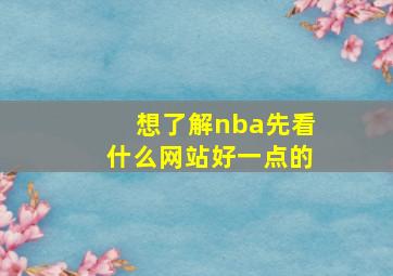 想了解nba先看什么网站好一点的