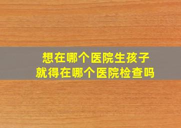 想在哪个医院生孩子就得在哪个医院检查吗