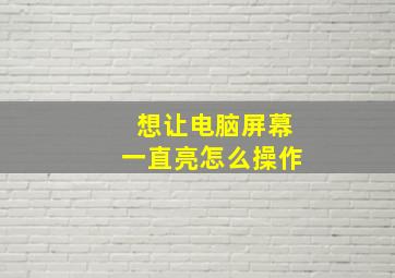 想让电脑屏幕一直亮怎么操作