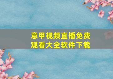 意甲视频直播免费观看大全软件下载